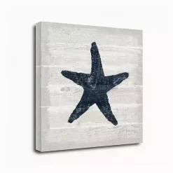 Blue Starfish Driftwood Canvas Art Print