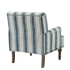 Blue White Stripe Upholstered Accent Chair