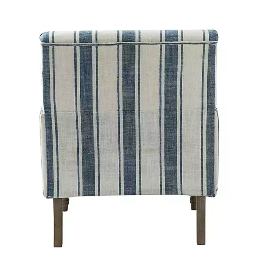 Blue White Stripe Upholstered Accent Chair