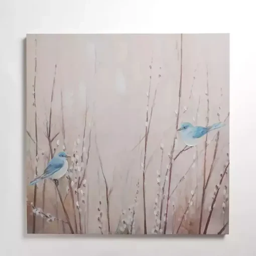 Bluebirds on Willow Canvas Art Print