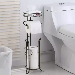 Bronze Toilet Paper Storage Stand with Basket