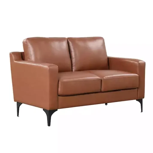 Brown Faux Leather Fletcher Loveseat
