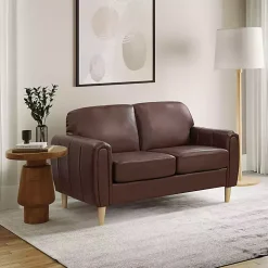 Brown Faux Leather Lyon Loveseat