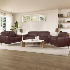 Brown Faux Leather Lyon Loveseat