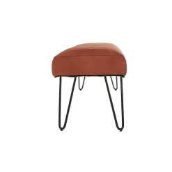 Brown Leather Tufted Panel Bench
