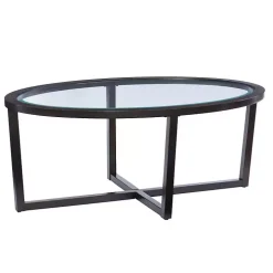 Brown Wood & Glass Top 3-pc. Table Set