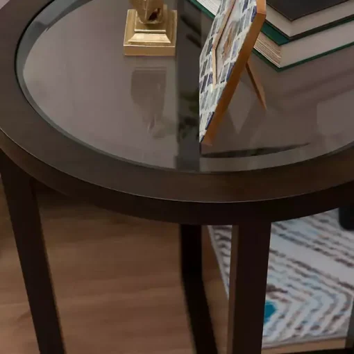 Brown Wood & Glass Top 3-pc. Table Set