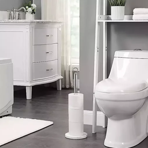Chrome and White Marble Toilet Paper Holder