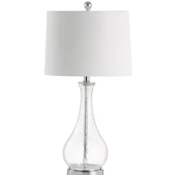 Clear Glass and Silver Metal Base Table Lamp