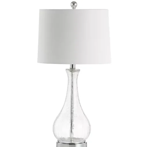 Clear Glass and Silver Metal Base Table Lamp