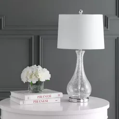 Clear Glass and Silver Metal Base Table Lamp