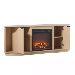 Coastal Oak Reeded Fireplace Media Cabinet
