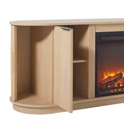 Coastal Oak Reeded Fireplace Media Cabinet