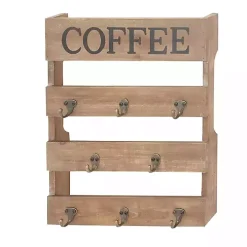 Coffee Metal and Wood Plank Wall Hooks