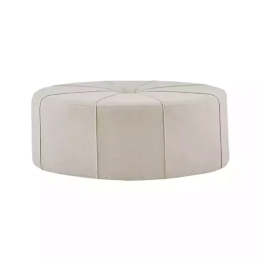 Cream Thick Welting Center Button Oval Ottoman