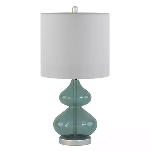 Curved Blue Glass Table Lamps, Set of 2