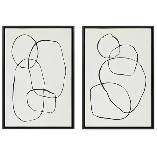 Dancing Circles Framed Canvas Art Prints, Set of 2