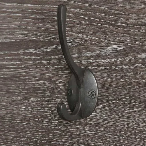 Dark Brown Wooden 3-Hook Coat Racks, Set of 2