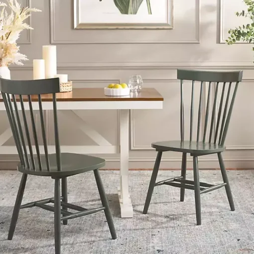 Dark Green Parker Spindle Dining Chairs, Set of 2