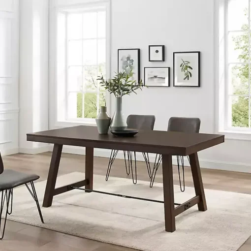 Dark Oak Wood Rustic Dining Table