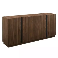 Dark Walnut Wood and Black Metal Sideboard