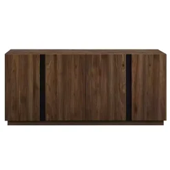 Dark Walnut Wood and Black Metal Sideboard