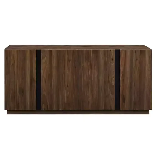 Dark Walnut Wood and Black Metal Sideboard