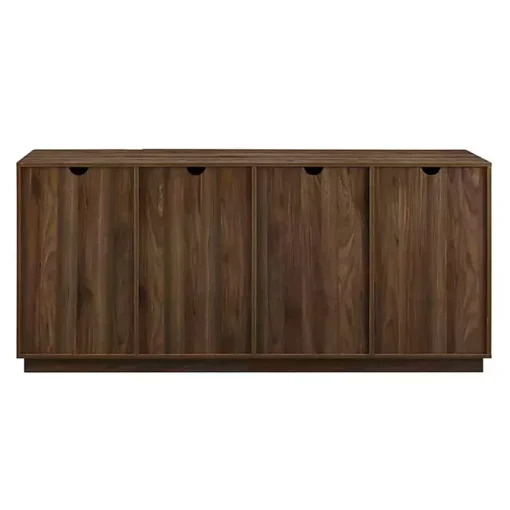 Dark Walnut Wood and Black Metal Sideboard
