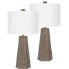 Distressed Brown Hexagonal Table Lamps, Set of 2