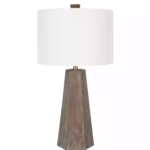 Distressed Brown Hexagonal Table Lamps, Set of 2