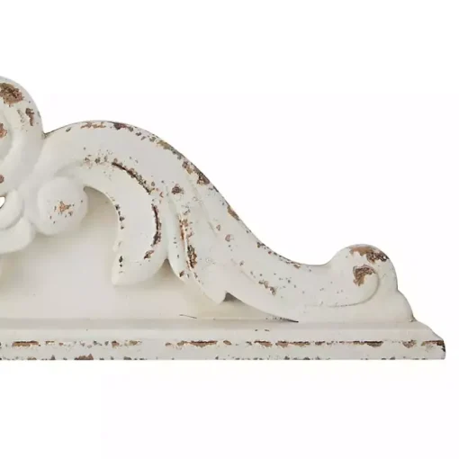 Distressed White Carved Arabesque Wall Plaque