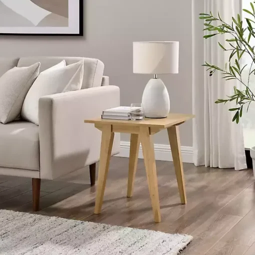English Oak Wood Minimalist Accent Table
