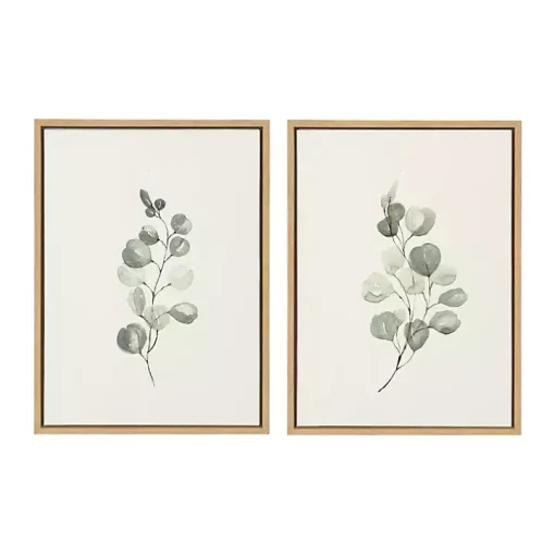 Eucalyptus Sprigs Framed Canvas Prints, Set of 2