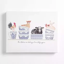 Farm Animal Dishes Canvas Art Print