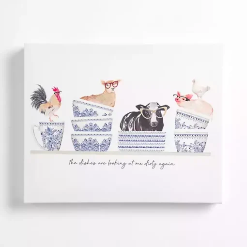 Farm Animal Dishes Canvas Art Print