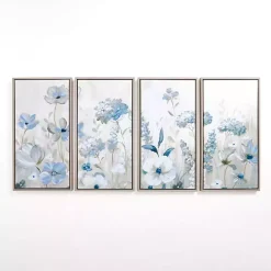 Flower Field Framed Canvas Art Prints, Set of 4