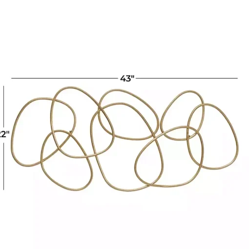 Gold Abstract Rings Metal Wall Plaque