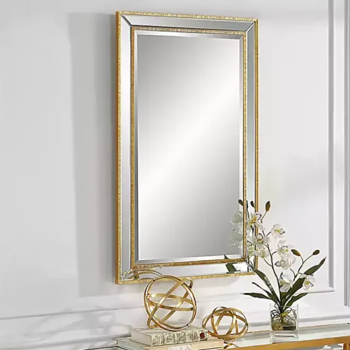 Gold Beveled Rectangular Wall Mirror