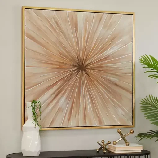 Gold Contemporary Burst Framed Canvas Art Print