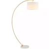 Gold Curved Floor Lamp with Marble Base