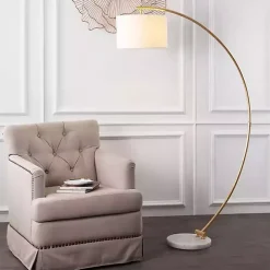 Gold Curved Floor Lamp with Marble Base