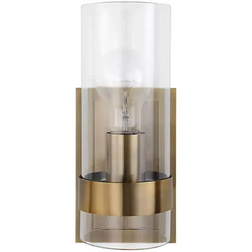 Gold Cylinder Glass Shade Wall Sconce