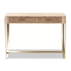 Gold Metal Frame Two-Drawer Console Table