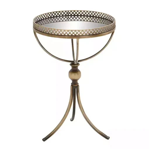 Gold Mirror Top Metal Accent Table