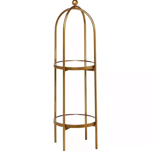 Gold Mirrored Two-Tier Cage Shelf