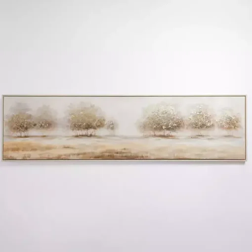 Golden Trees Framed Canvas Art Print