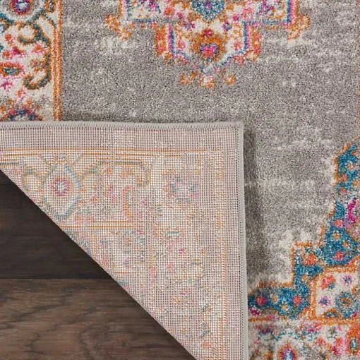 Gray & Pink Central Motif Botanical Area Rug, 9x12