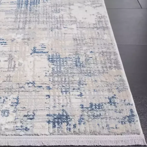 Gray and Blue Whisper Abstract Area Rug, 8x10