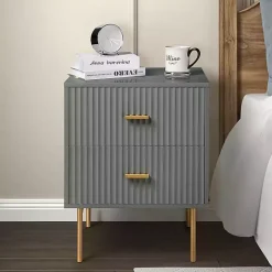 Gray and Gold Modern Ceandro Nightstand