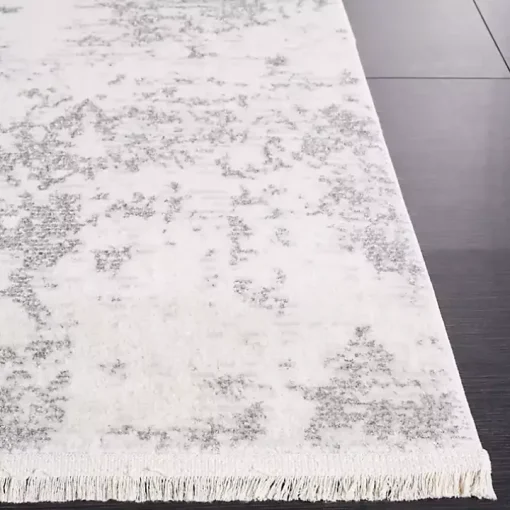 Gray and Ivory Whisper Abstract Runner, 2x8